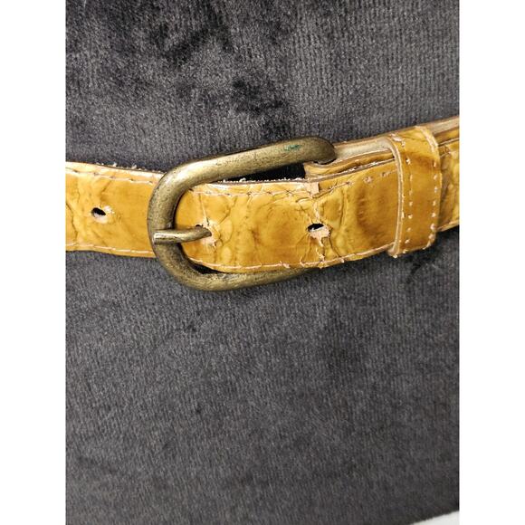 Vintage Croc Print Faux Leather Belt Brown Womens Large 38" 1" W Made In USA - Picture 5 of 8